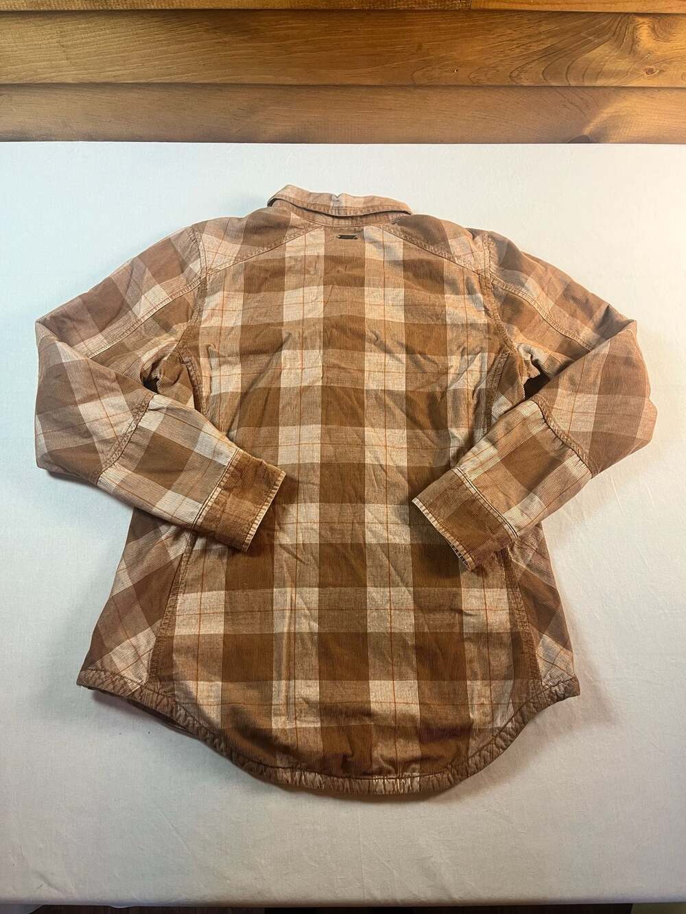 prAna Women's Brown Plaid Corduroy Snap-Button Shirt Jacket Organic Cotton Small - Picture 2 of 11